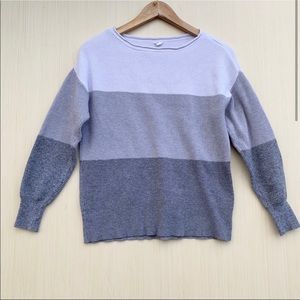Garage Chunky Knit Gray and White Color Block Sweater Small